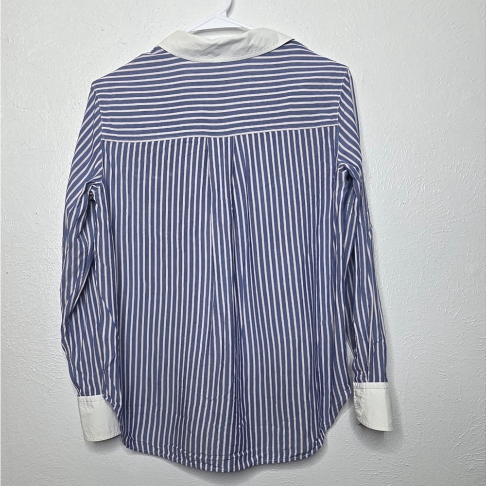 Rag & Bone Amelia Striped Pajama Shirt Blue & White Button-Up Women's Size Small - Picture 12 of 15